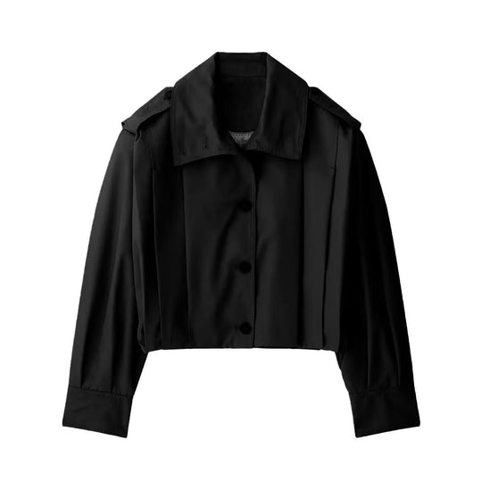Damen modische taillierte Bluse mit durchgehenden Knopfdetails EB