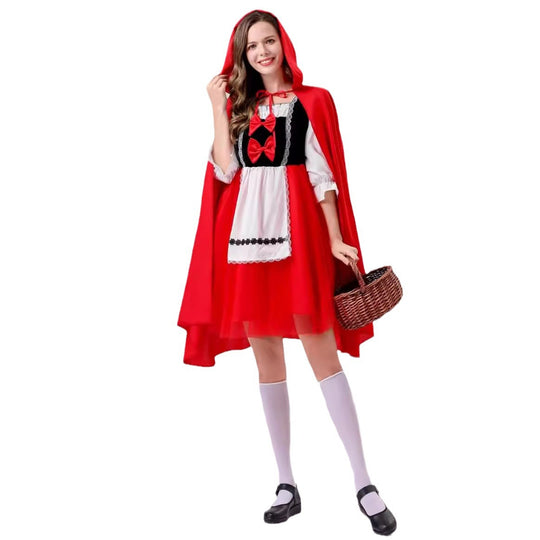 Damen nan klassisches Märchenkostüm mit Kapuze, Tüllrock und Schürze EB