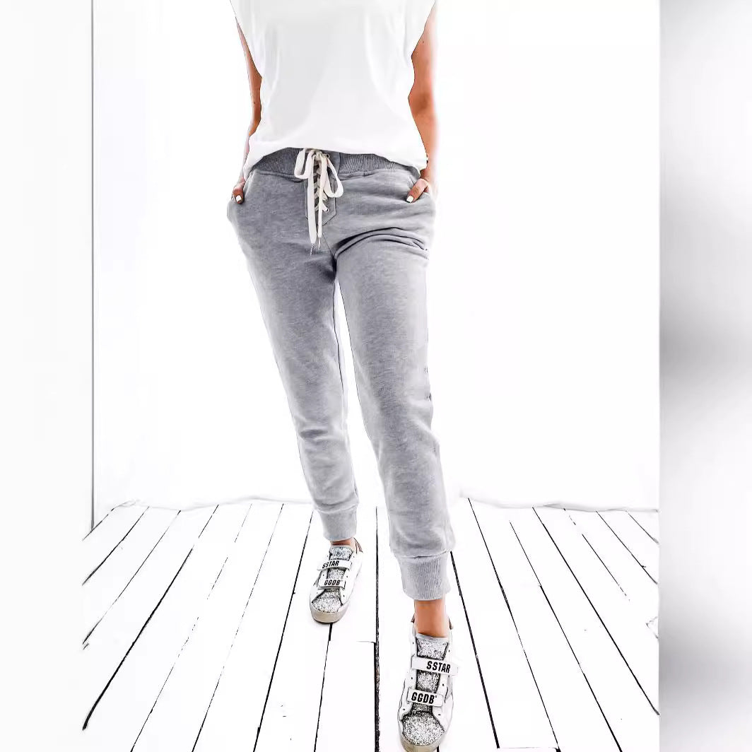 Damen lässige Jogginghose mit verstellbarem Bund und praktischen Seitentaschen EB