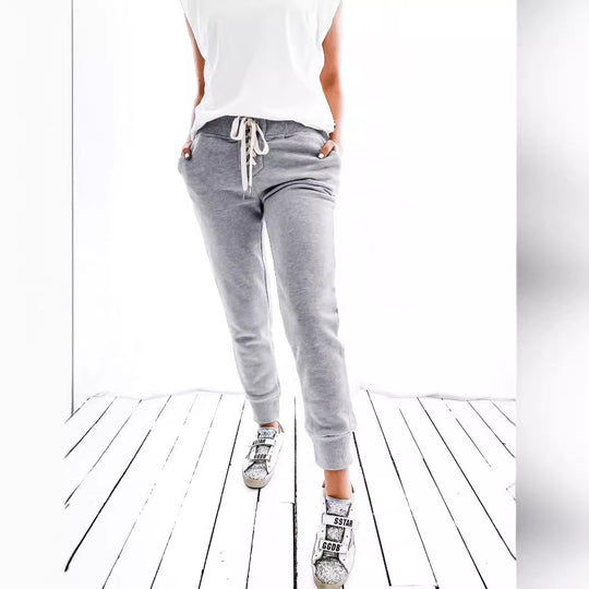 Damen lässige Jogginghose mit verstellbarem Bund und praktischen Seitentaschen EB