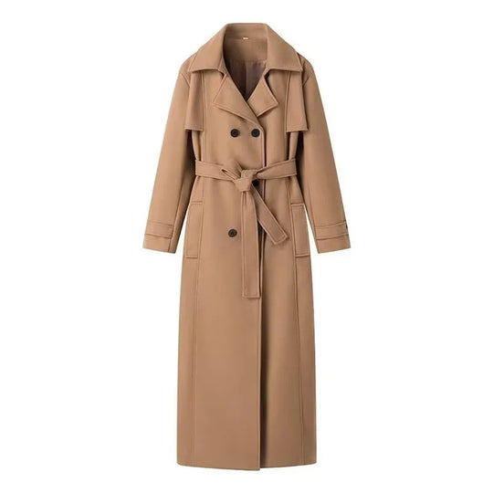 Damen Trenchcoat mit modischer Taillierung und doppelt geknöpfter Front EB