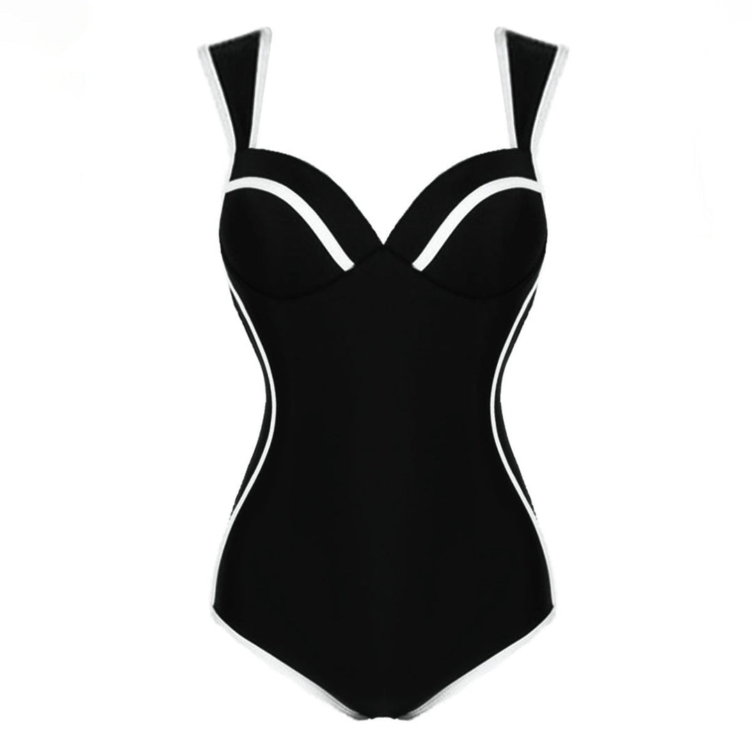 Damen Hochwertiger Einteiler Badeanzug mit elegantem Kontrastdesign EB