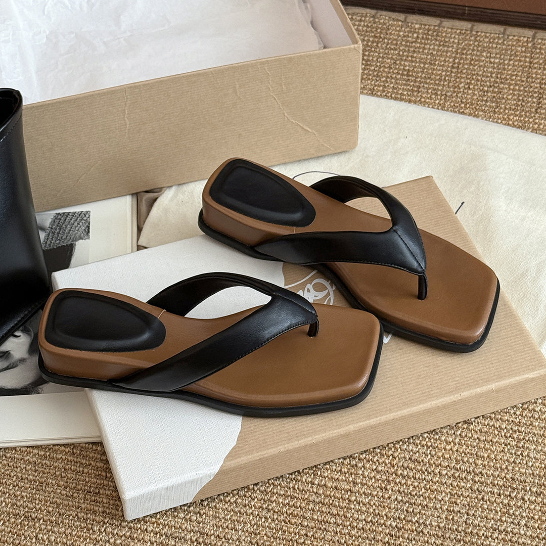 Damen Modische Zehentrenner-Sandalen mit trendigem Design und rutschfester Sohle EB