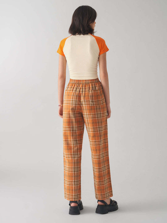 Damen Kariertes Culotte-Hose mit elastischem Bund EB