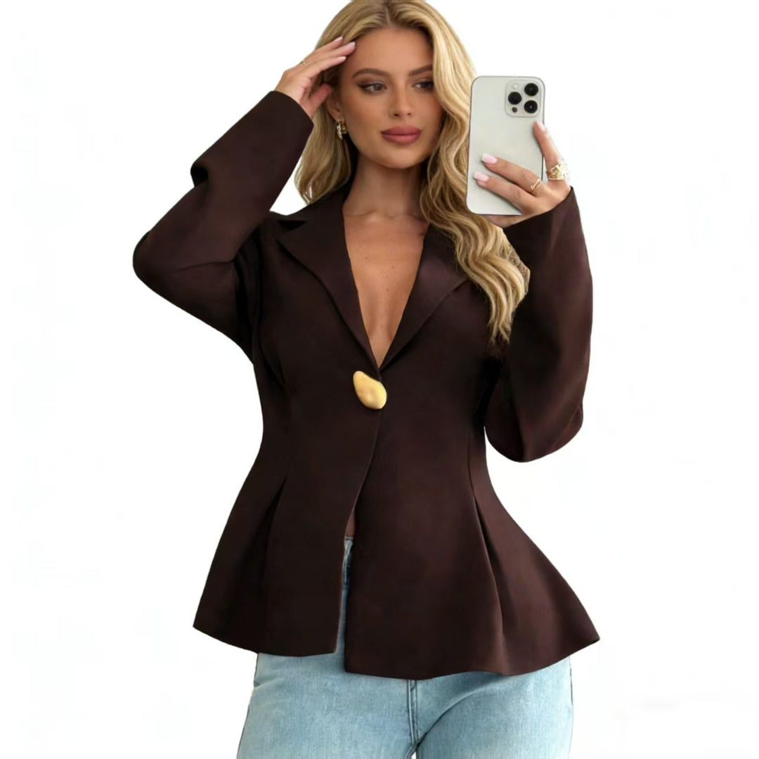 Damen Peplum-Blazer mit ausgefallenen Knopfdetails EB