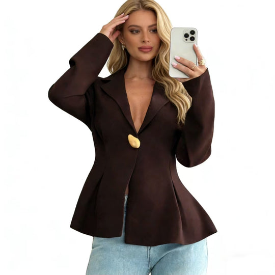 Damen Peplum-Blazer mit ausgefallenen Knopfdetails EB
