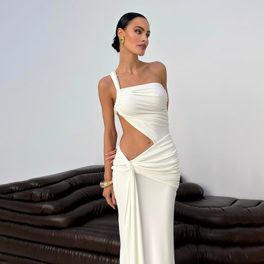Damen Elegantes Cut-Out Minikleid mit asymmetrischem Design und Raffungen EB
