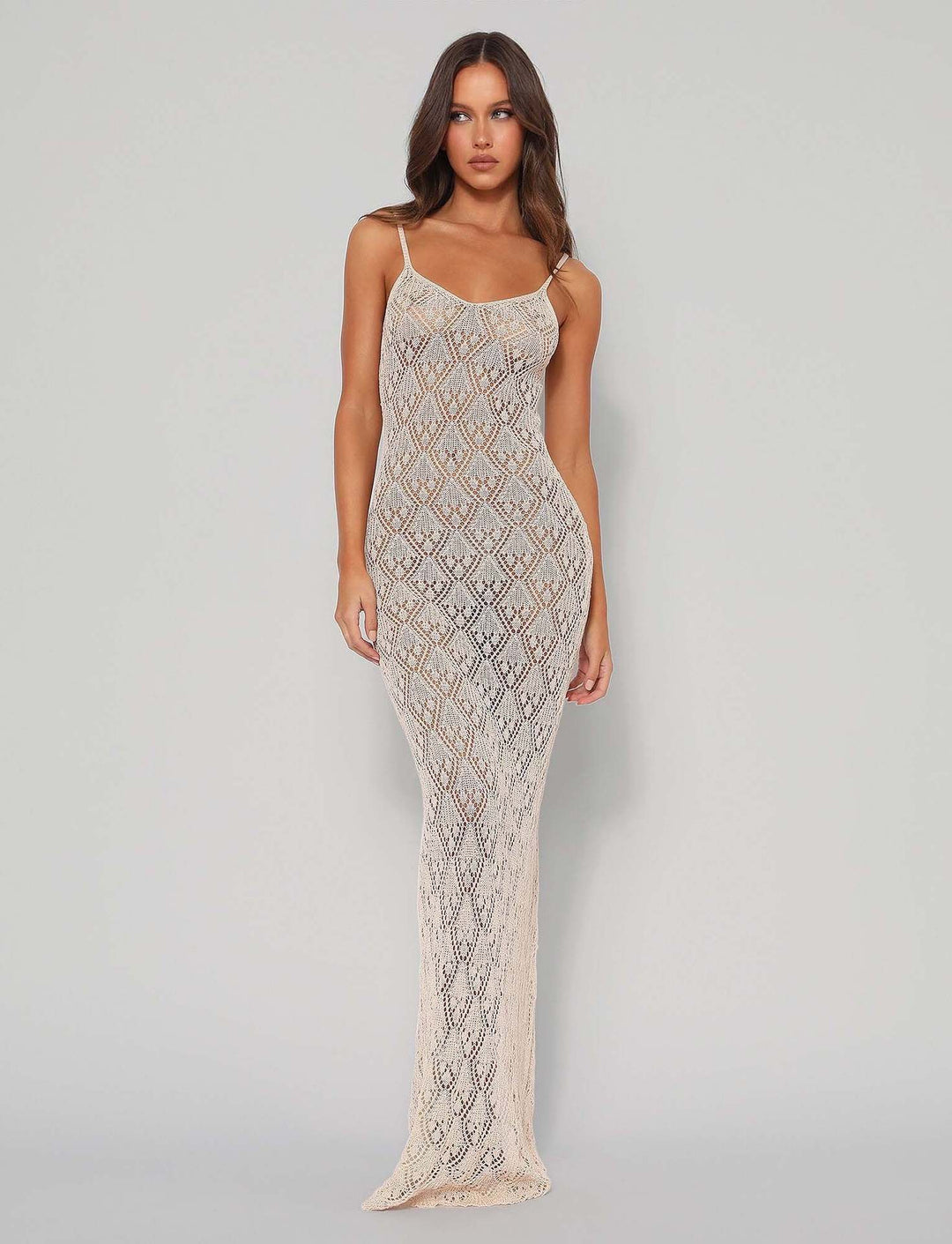 Damen lässiges Strickkleid mit seitlichem Schlitz und tiefem V-Ausschnitt EB