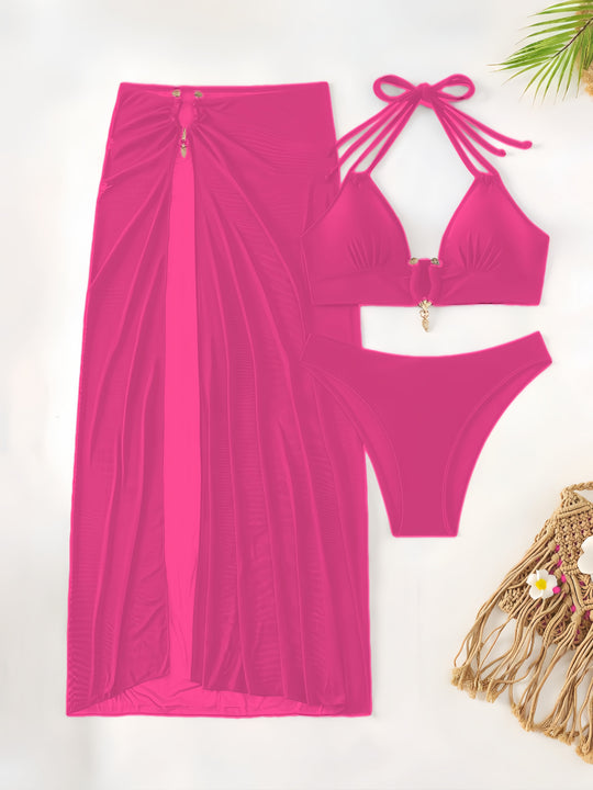Damen Bikini-Set mit elegantem Wickelrock und raffinierten Details EB