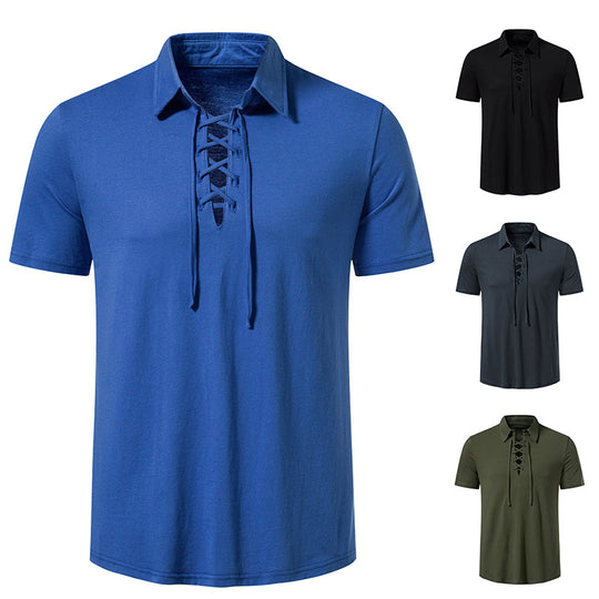Herren Poloshirt mit modernem Schnürdesign und hochwertiger Baumwollqualität EB