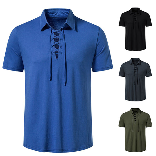 Herren Poloshirt mit modernem Schnürdesign und hochwertiger Baumwollqualität EB