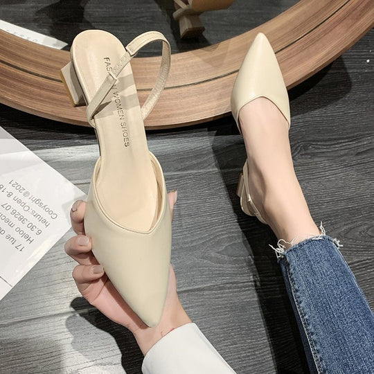 Damen Slingback-Pumps mit spitzer Zehenpartie und quadratischem Absatz EB