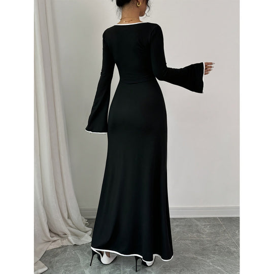 Damen Elegantes Maxikleid mit weiten Ärmeln und quadratischem Ausschnitt EB