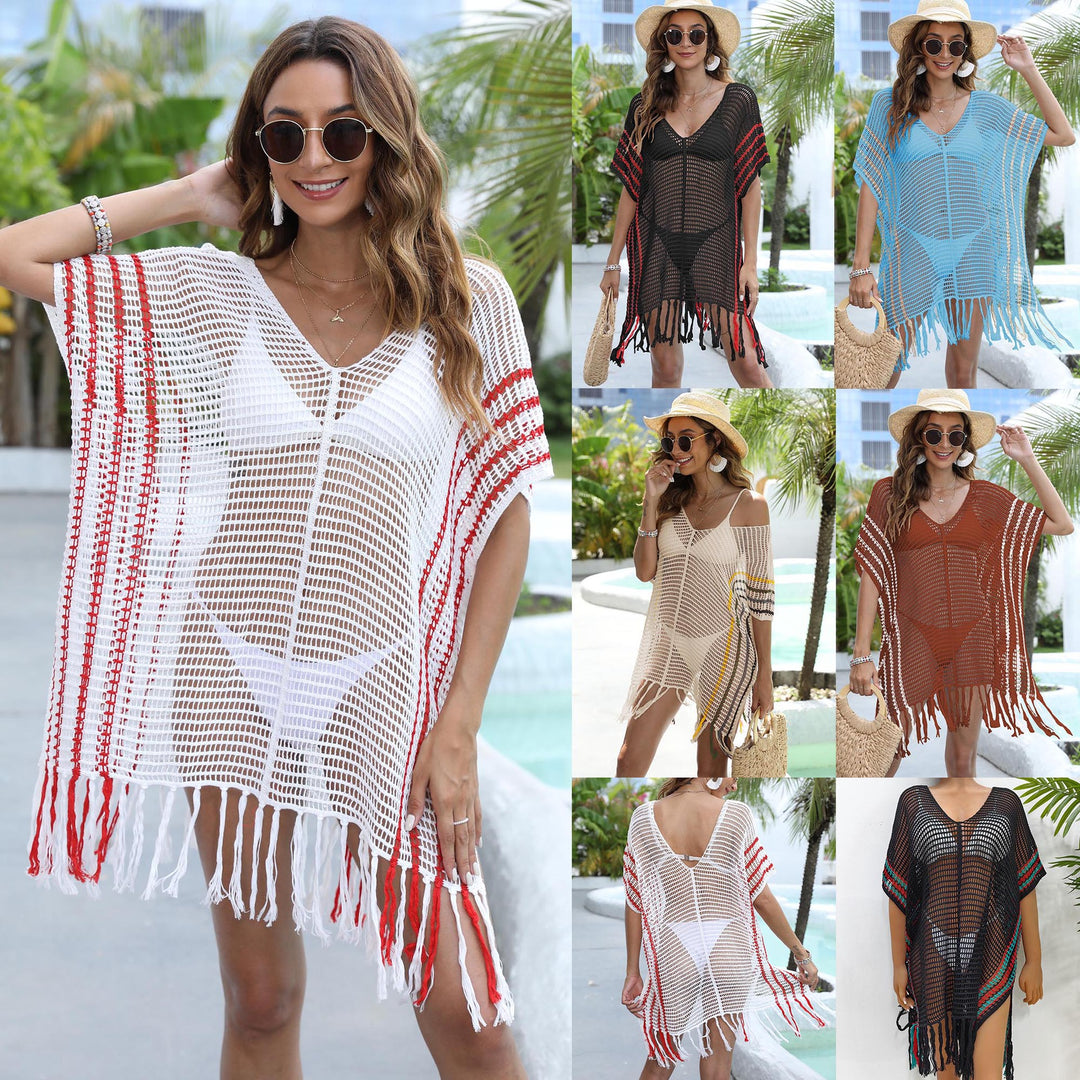 Damen luftiger Strandsarong mit fransigen Details EB