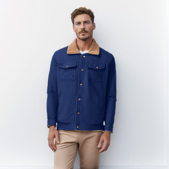 Herren robuste Canvasjacke mit Teddy-Kragen EB