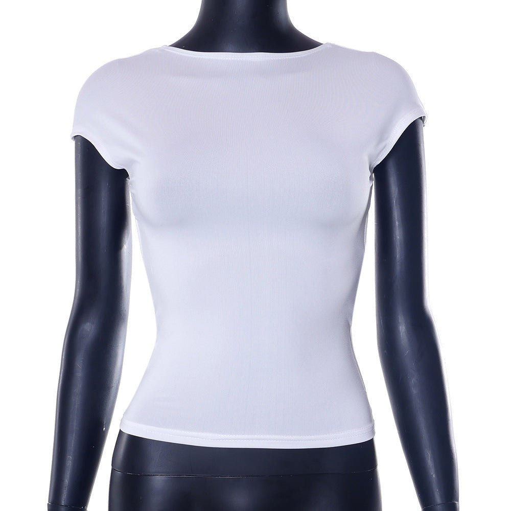 Damen körpernahes Kurzarmshirt aus elastischem Material EB