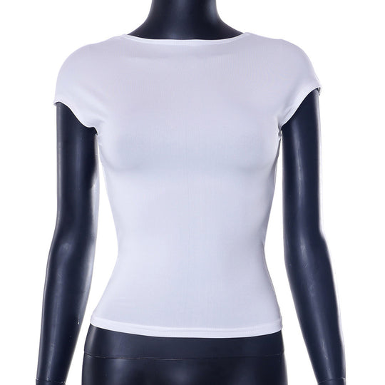 Damen körpernahes Kurzarmshirt aus elastischem Material EB
