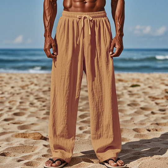 Herren lockere Strandhose mit elastischem Bund und seitlichen Eingrifftaschen EB