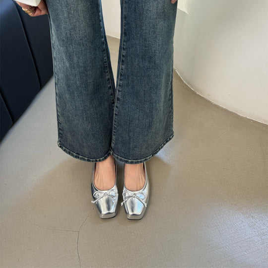 Damen elegante Ballerinas mit komfortablem Fußbett und verspieltem Schleifen-Detail EB