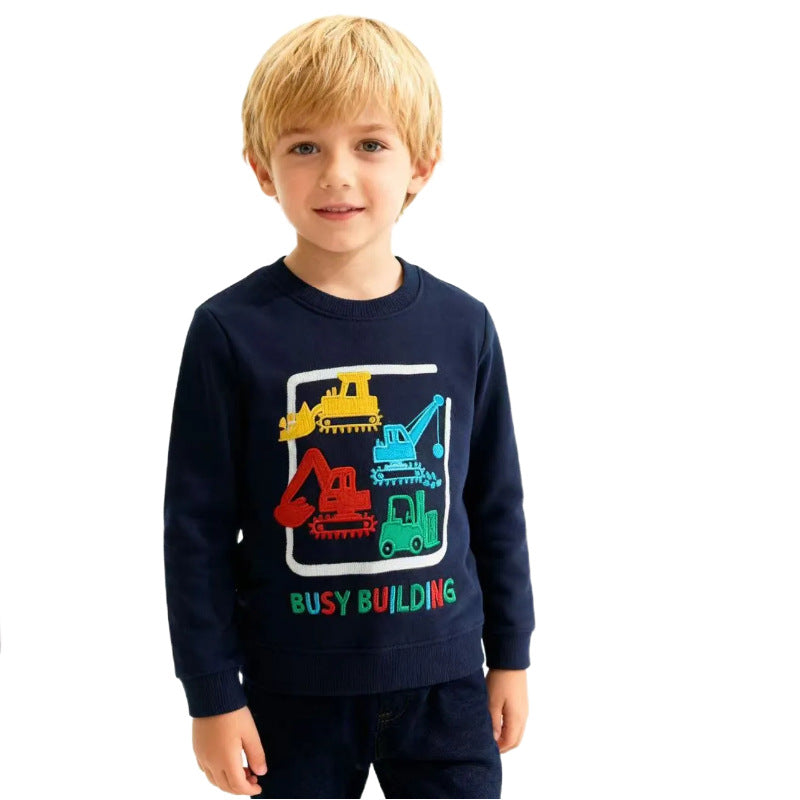 Jungen Sweatshirt mit kreativem Baustellenfahrzeug-Design EB