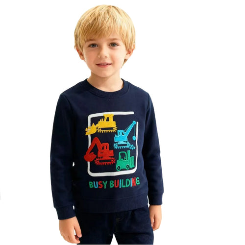 Jungen Sweatshirt mit kreativem Baustellenfahrzeug-Design EB