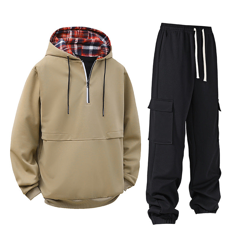 Damen lässiger Hoodie mit Druckknopf und Cargo-Hose EB