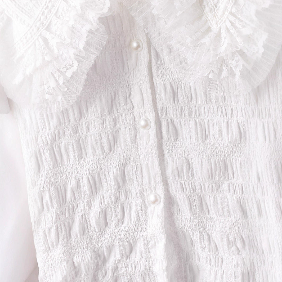 Damen Bluse mit voluminösem Rüschenkragen EB