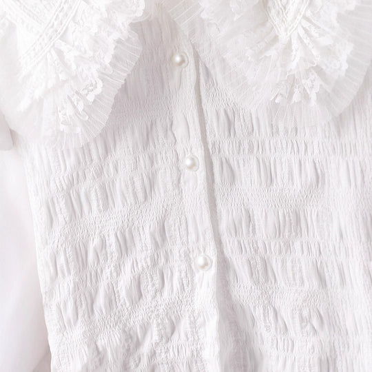 Damen Bluse mit voluminösem Rüschenkragen EB