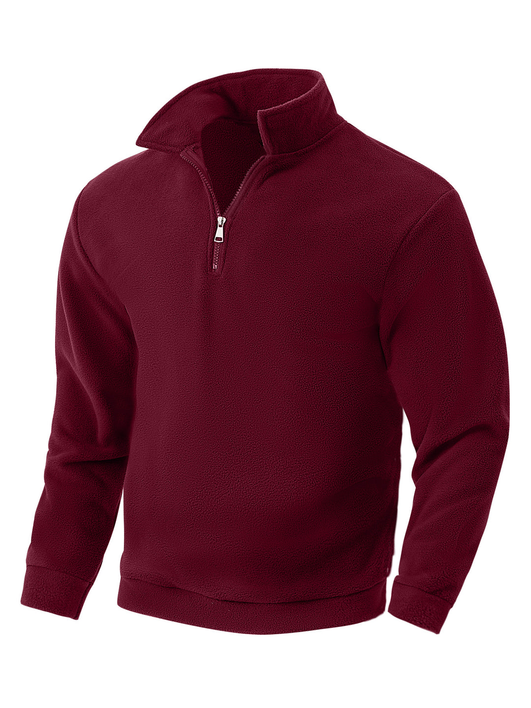 Herren nan Fleece-Halbzip-Pullover mit Stehkragen, weichem Teddy-Fleece und elastischen Bündchen EB