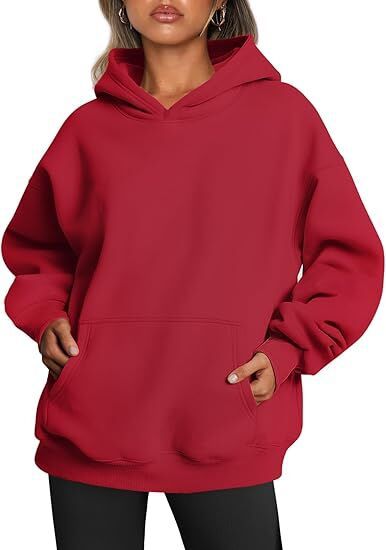 Damen nan Oversize Kapuzenpullover aus weicher Baumwollmischung mit Kängurutasche EB