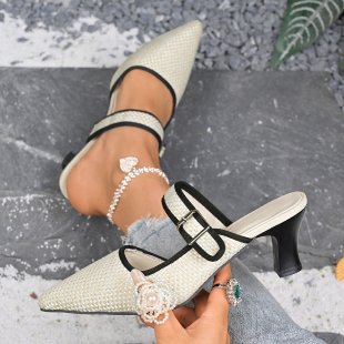 Damen elegante Slingback-Pumps mit modischem Riemchen-Design und spitzem Zehenbereich EB