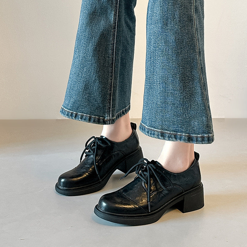 Damen Komfortable und elegante Schnürschuhe mit Blockabsatz EB