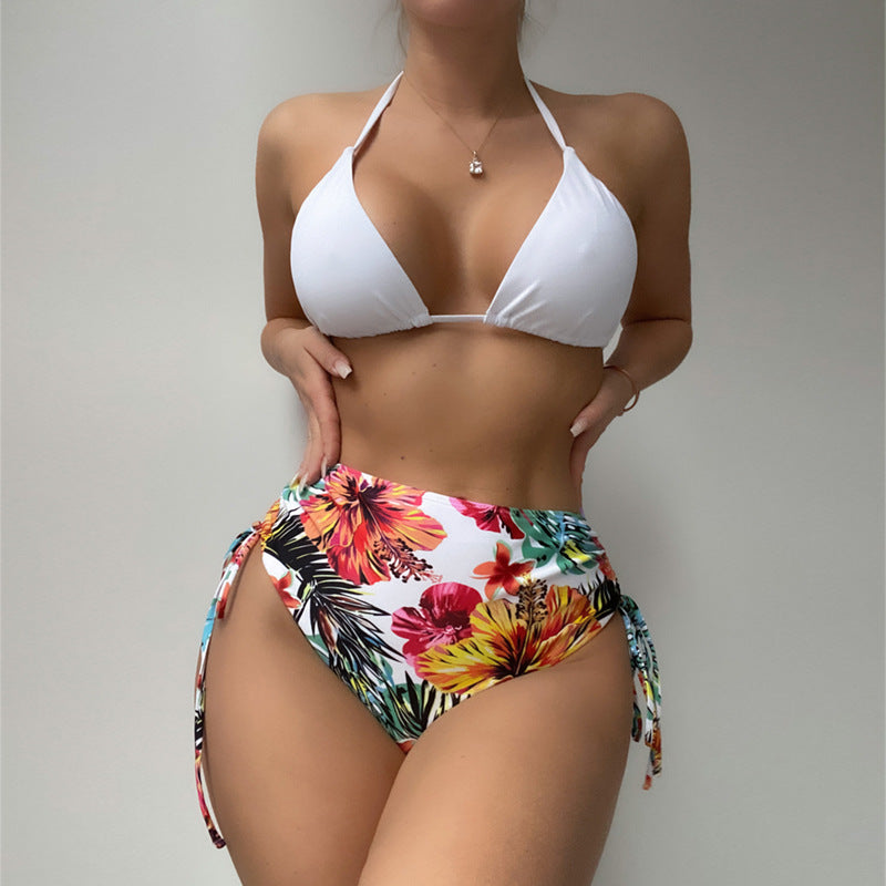 Damen Hochtaillierter Bikini mit floralem Cover-Up EB