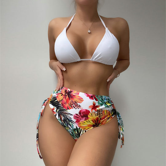 Damen Hochtaillierter Bikini mit floralem Cover-Up EB