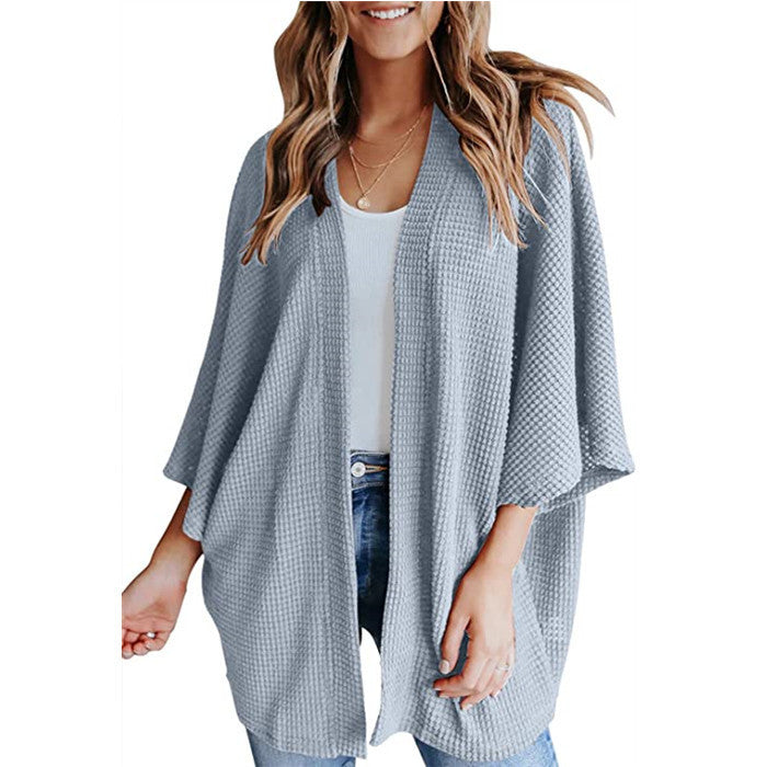 Damen lässiger Strickjacke im Waffelmuster EB