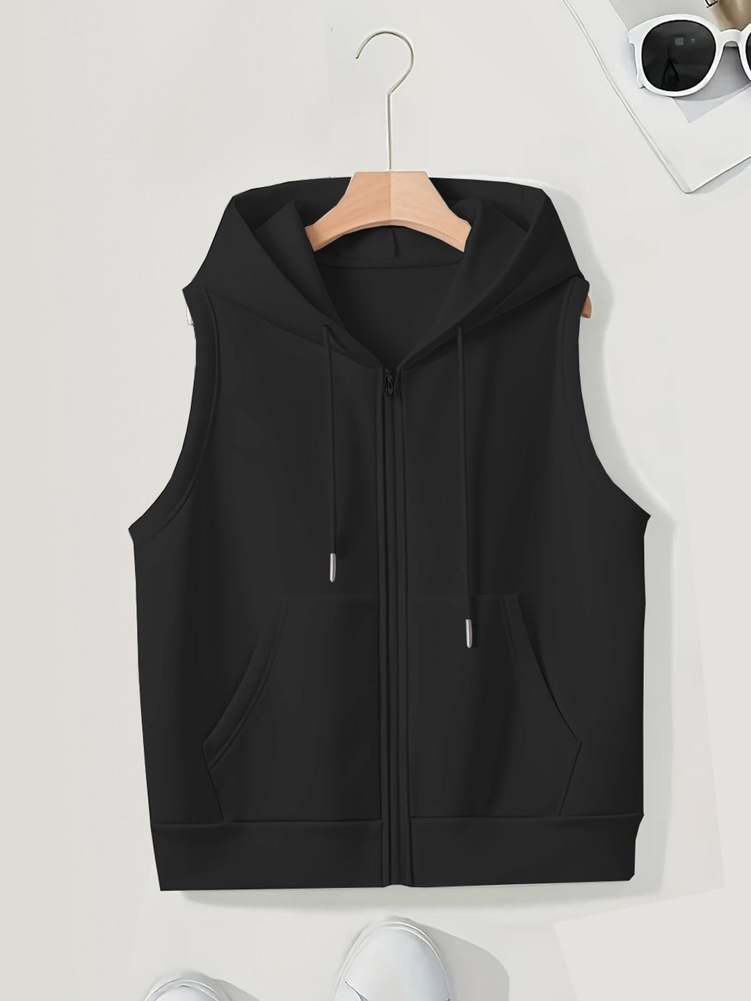 Damen sportliche Kapuzenweste mit Reißverschluss und praktischen Taschen EB