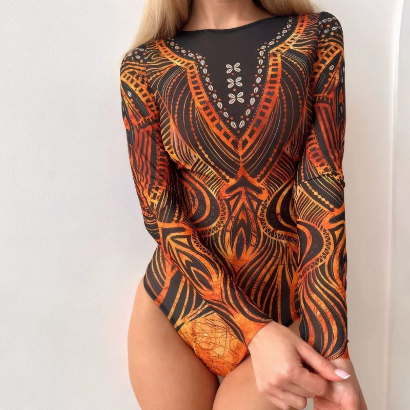 Damen Hochgeschnittene Palazzo-Hosen mit buntem Muster EB