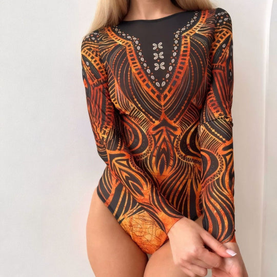 Damen Hochgeschnittene Palazzo-Hosen mit buntem Muster EB
