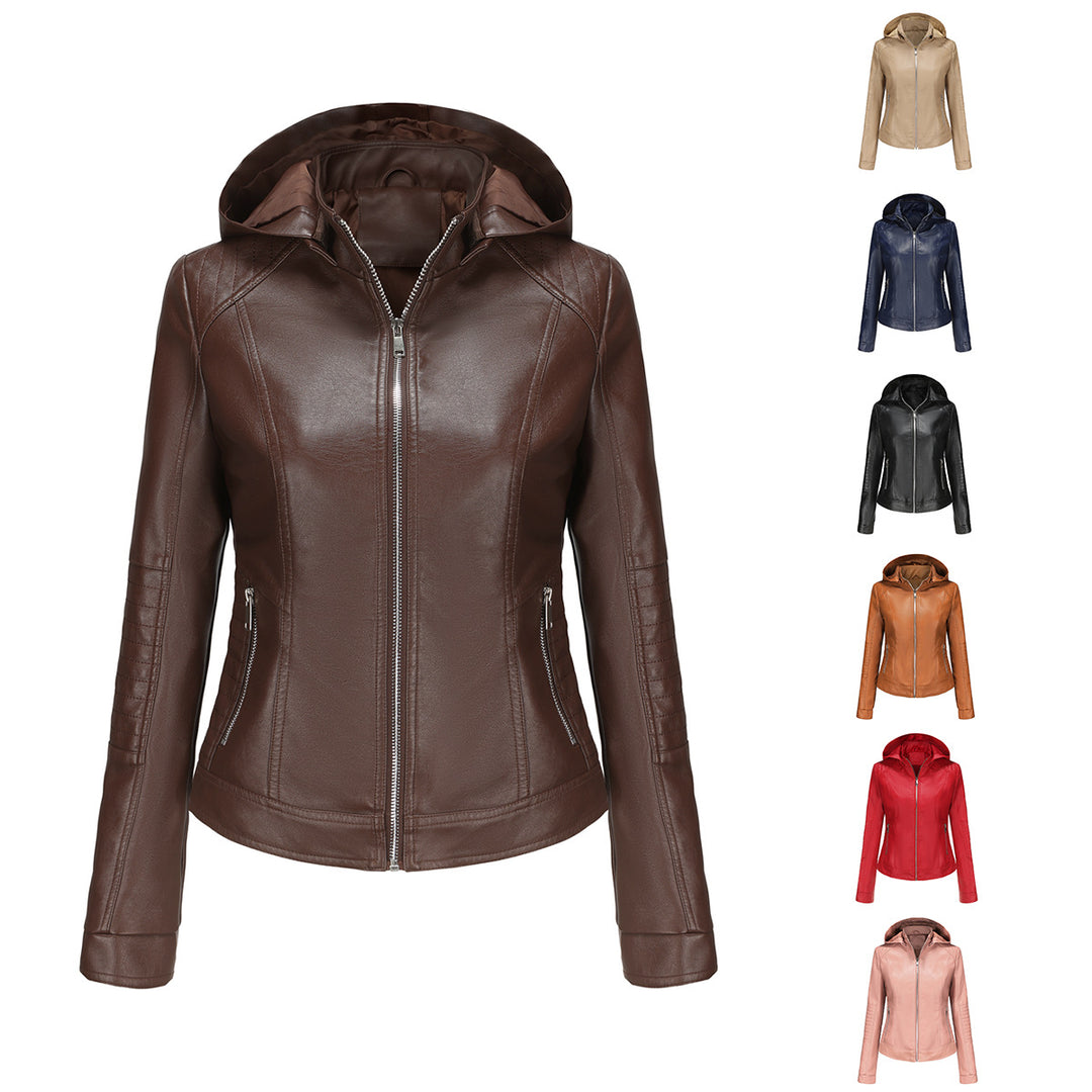 Damen Kapuzenjacke aus hochwertigem Kunstleder EB