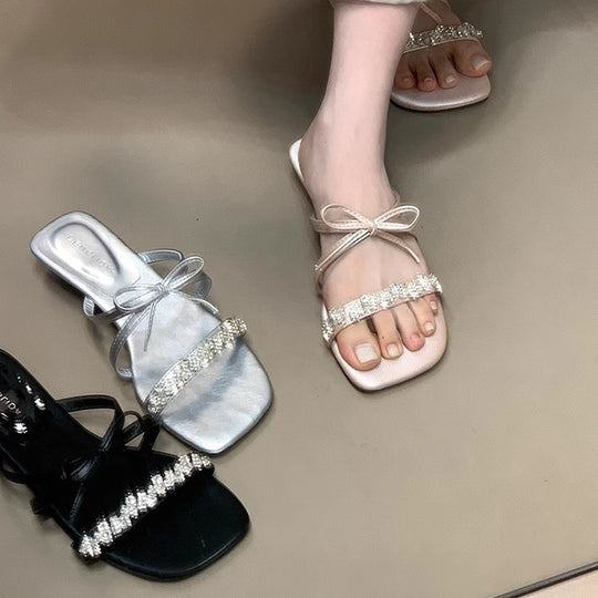 Damen elegante Sandalen mit funkelndem Schmuckdetail EB