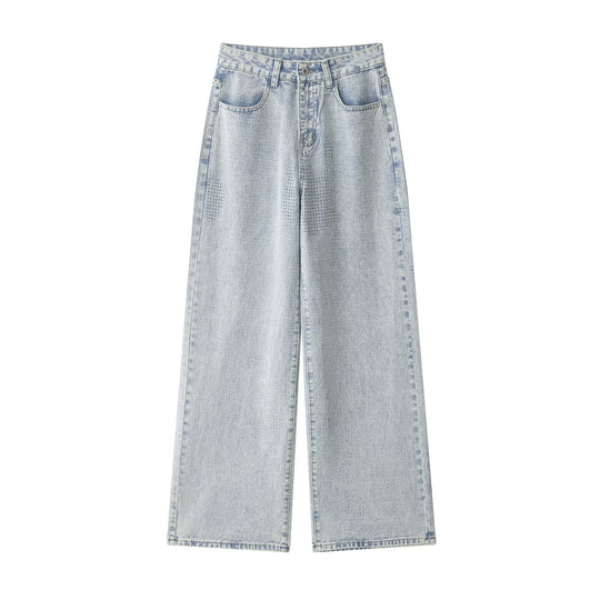 Damenweite Jeanshose im lässigen Vintage-Stil mit hohem Bund EB