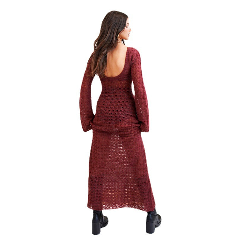 Damen langes, gehäkeltes Strandkleid EB