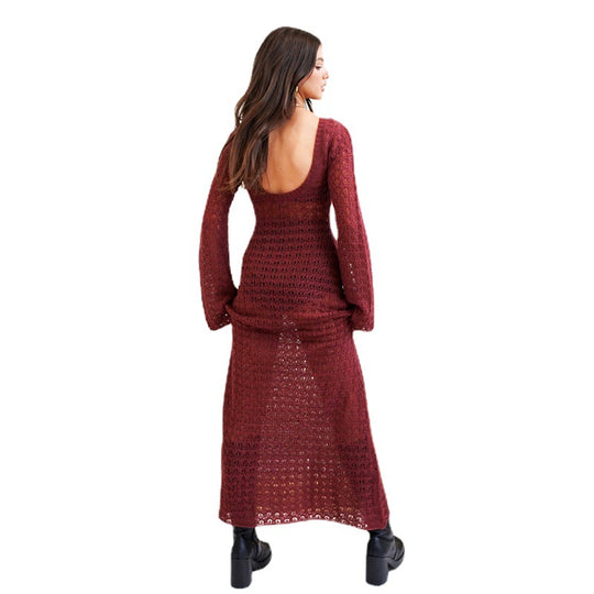 Damen langes, gehäkeltes Strandkleid EB
