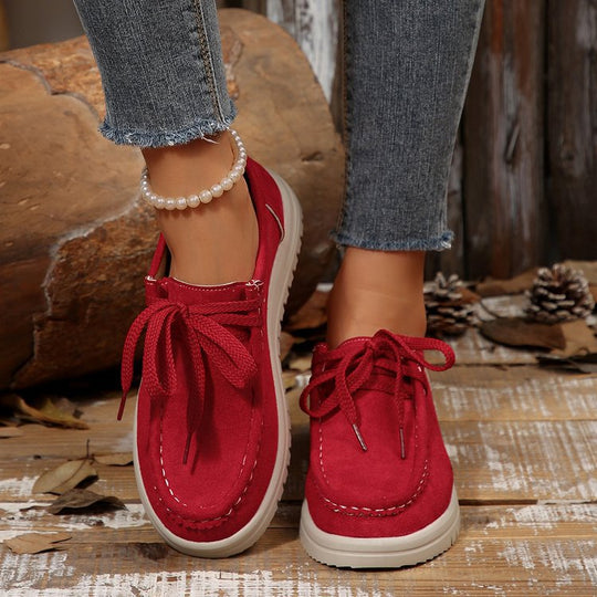 Damen Komfortable Wildleder-Sneakers mit modischem Schnürsystem EB