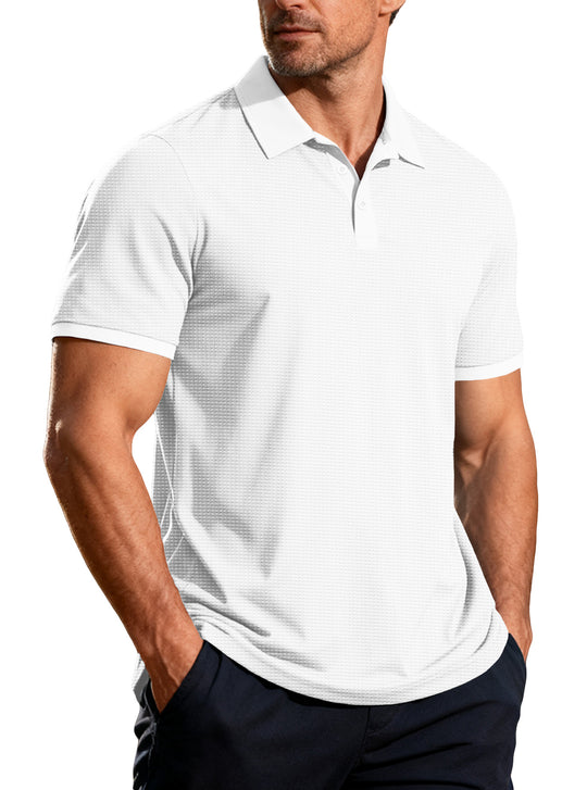 Herren nan strukturiertes Piqué-Kurzarm-Poloshirt mit Hemdkragen EB