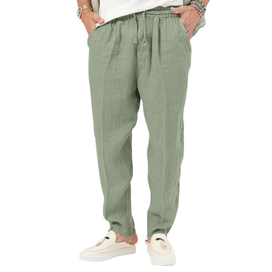 Herren Leichte Leinenhose mit elastischem Bund und praktischen Eingrifftaschen EB