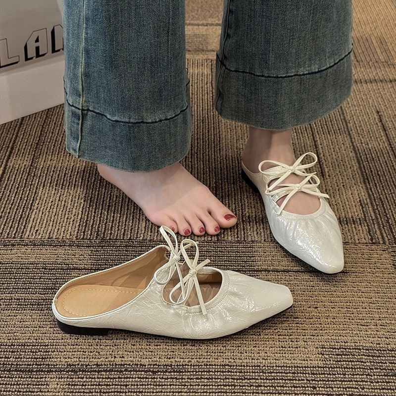 Damen elegante Slipper mit dekorativer Schnürung EB