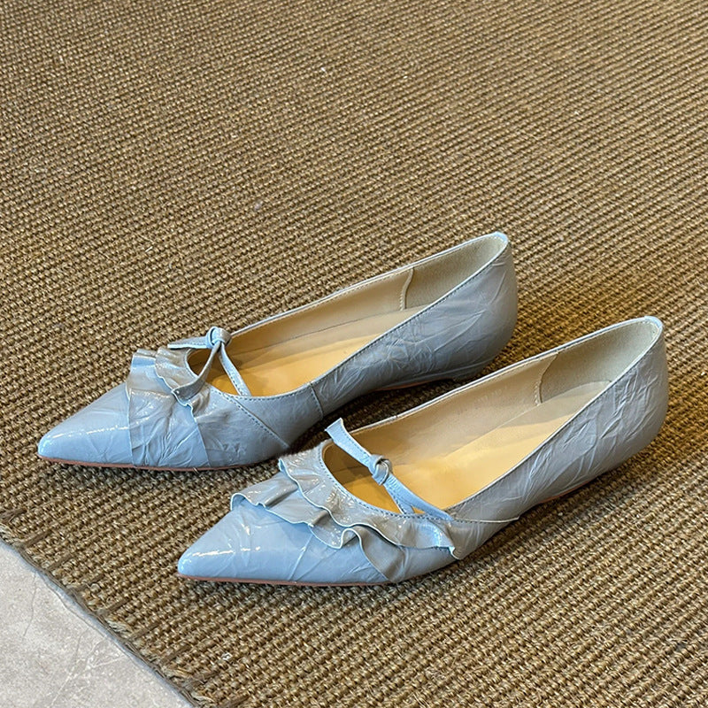 Damen spitze Ballerinas mit dekorativem Schleifendetail EB