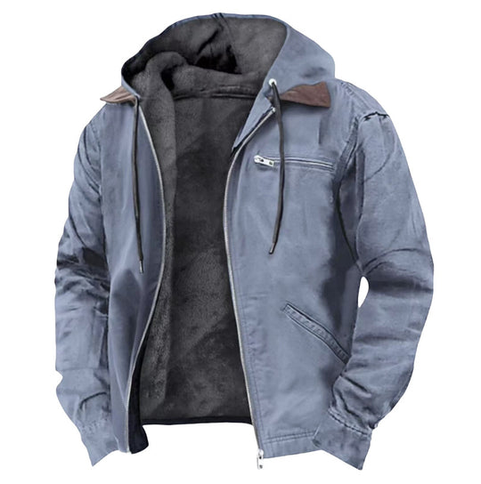 Herren nan wattierte Kapuzenjacke mit Teddyfutter und robuster Canvas-Aussenschicht EB
