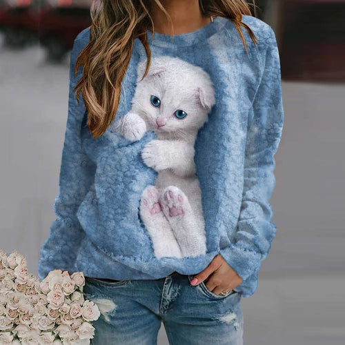 Damen Sweatshirt mit niedlichem Tiermotiv EB